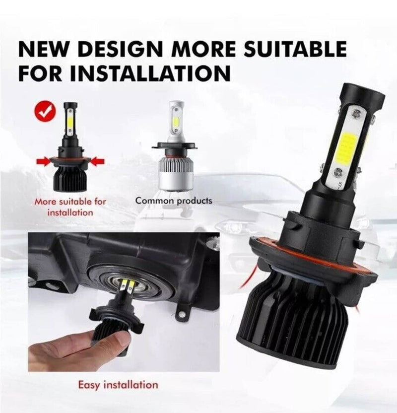 4-Sides H13 9008 LED Headlight Bulb for Ford F-150 2004-2014 High Low 6000K