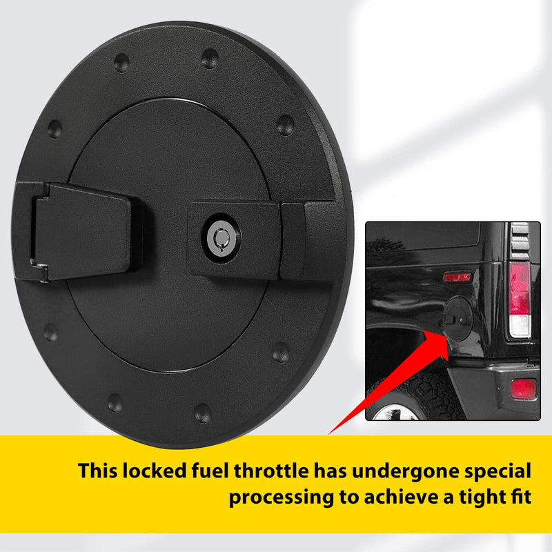 DURAFORCE Locking Fuel Door Gas Tank Cap Cover Aluminum Black For Hummer H2 2003-2009