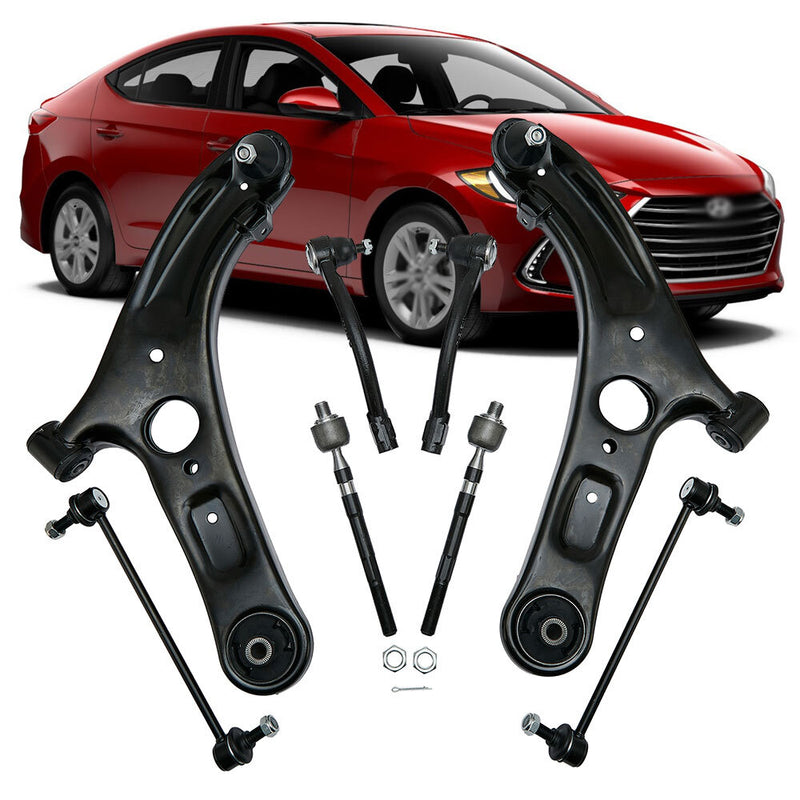 Front Lower Control Arms Ball Joints Tie Rod Kit for Hyundai Elantra Veloster