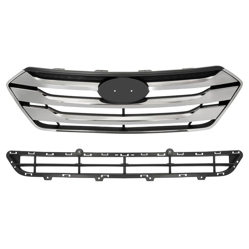 DURAFORCE Front Upper Lower Bumper Grille Set for Hyundai Santa Fe Sport 2013-2016