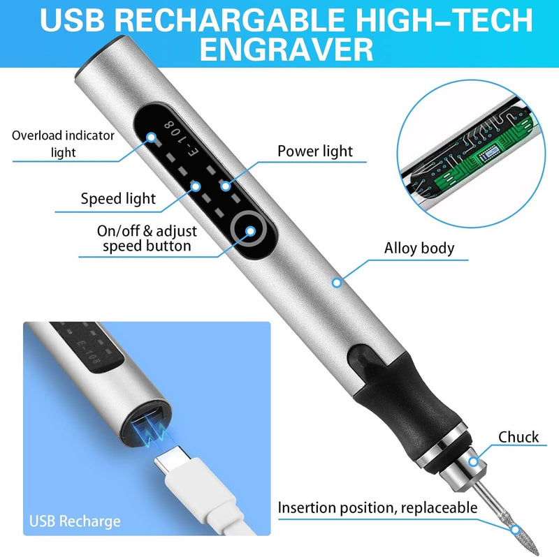 Cordless Electric Engraving Pen Micro Polishing Pen 33 Drill Bits