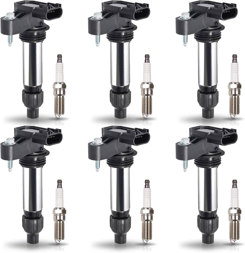 6Pcs Ignition Coil & Iridium Spark Plug Packs for Cadillac GMC Chevy Buick UF569