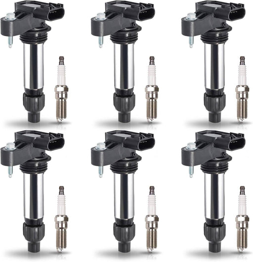 DURAFORCE 6Pcs Ignition Coil & Iridium Spark Plug Packs for Cadillac GMC Chevy Buick UF569