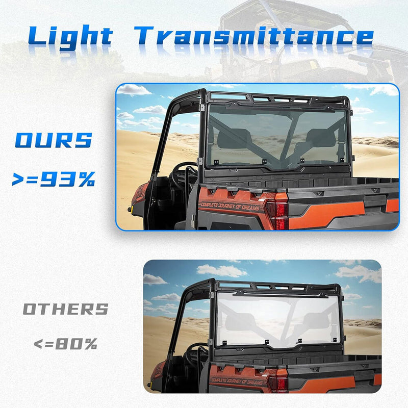 Tinted Rear Window Windshield for Polaris Ranger 1000 XP 1000 Crew 2020-2025