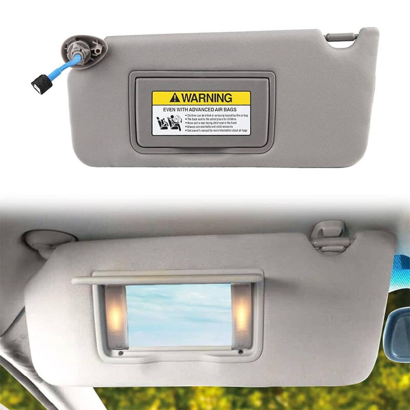 Gray Sun Visor With Light Mirror Set for 2008-2017 Honda Accord 83280TA5A51ZA