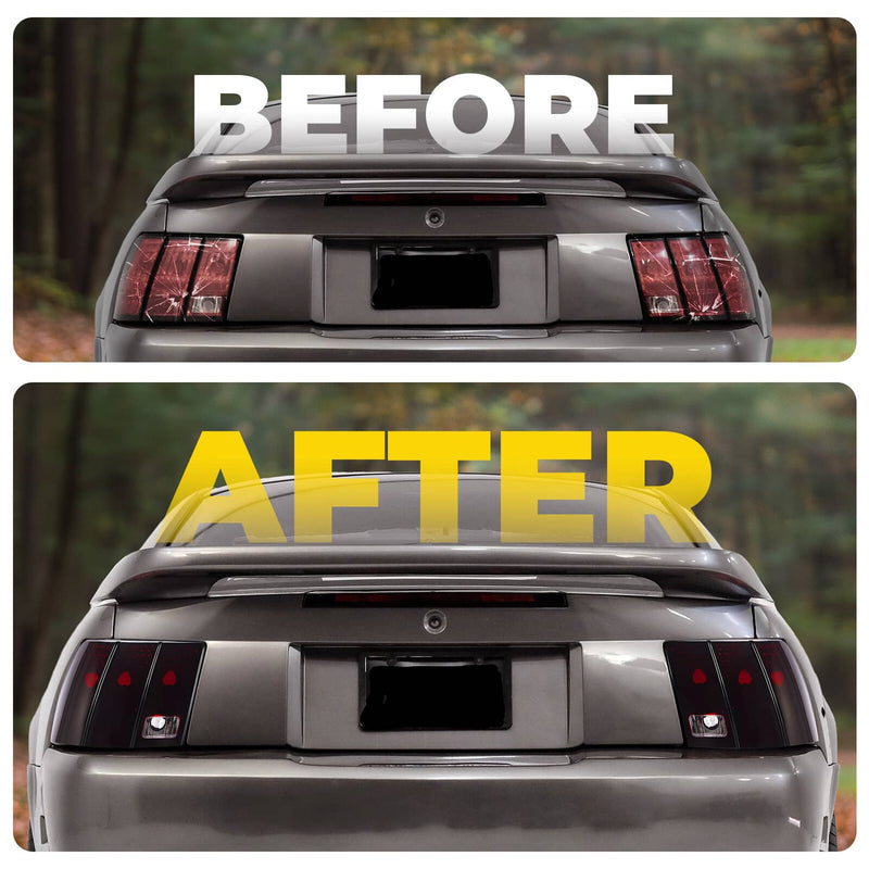 DURAFORCE Tail Lights Rear Brake Lamps for Ford Mustang 1999-2004 Red Smoked Left Right