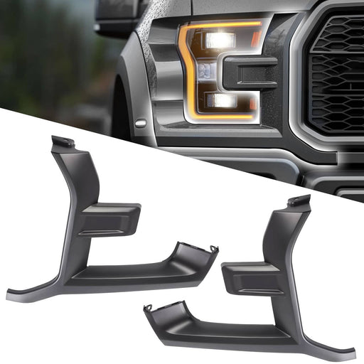DURAFORCE Headlight Trim Molding Grille Left Right for Ford F150 F-150 Raptor 2017-2020 Pa
