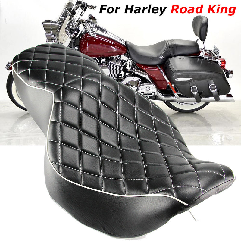 Two-Up Driver Passenger Seat Black Cushion for Harley Road King 97-07