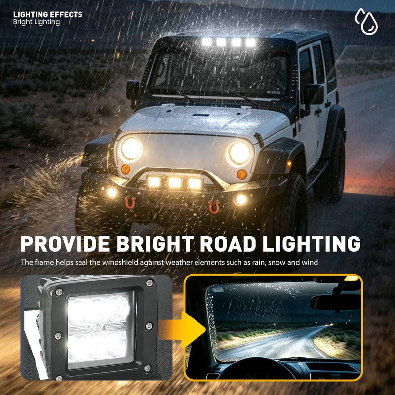 DURAFORCE Steel Armor Windshield Frame Cover Visor Cowl w/LED for Jeep Wrangler JK 2007-18