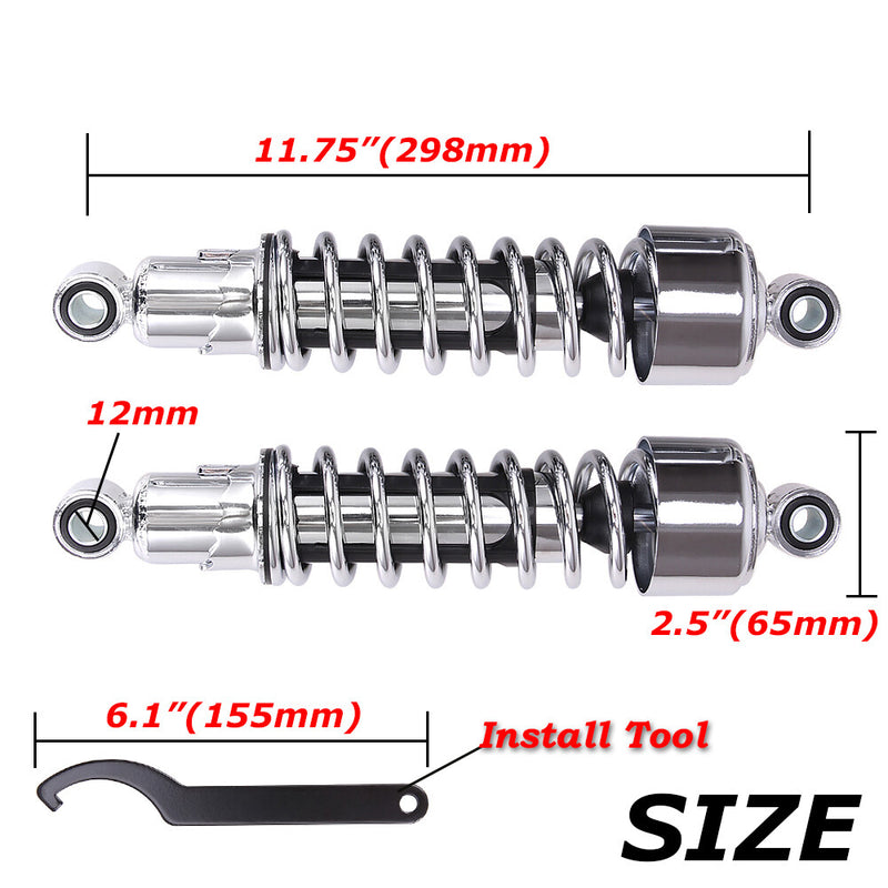 Chrome 11.75" Rear Shocks Lowering for Harley Road King FLHRC Sportster