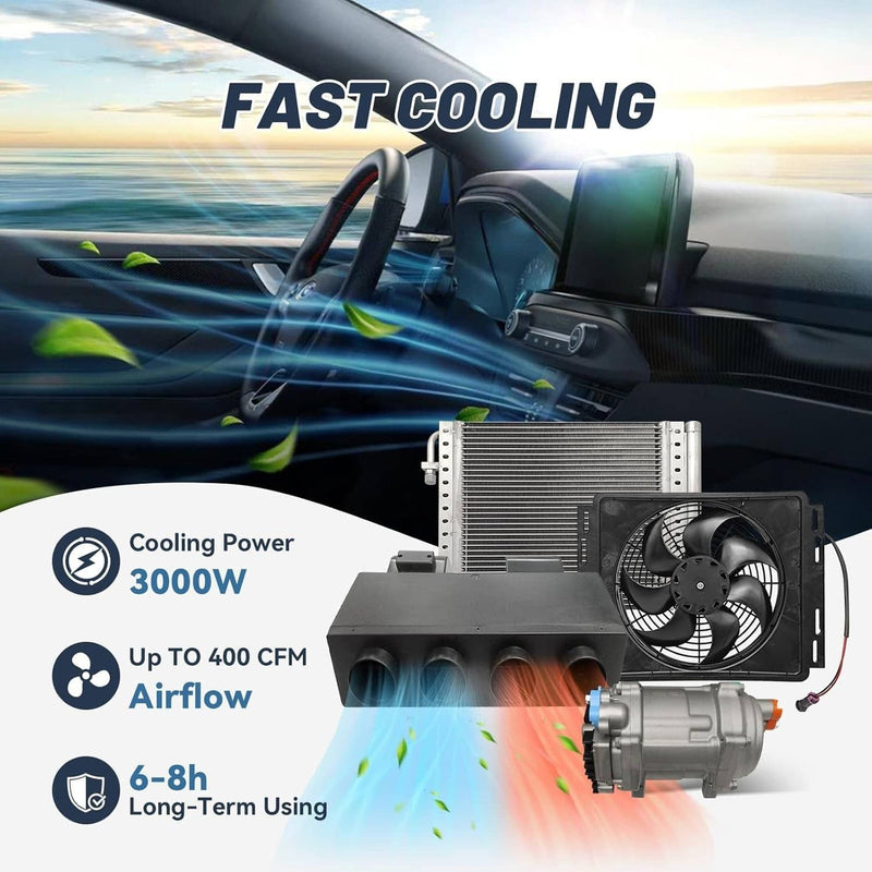 12V Electric Cool Heat Universal Underdash Air Conditioner for Car Auto A/C 63A