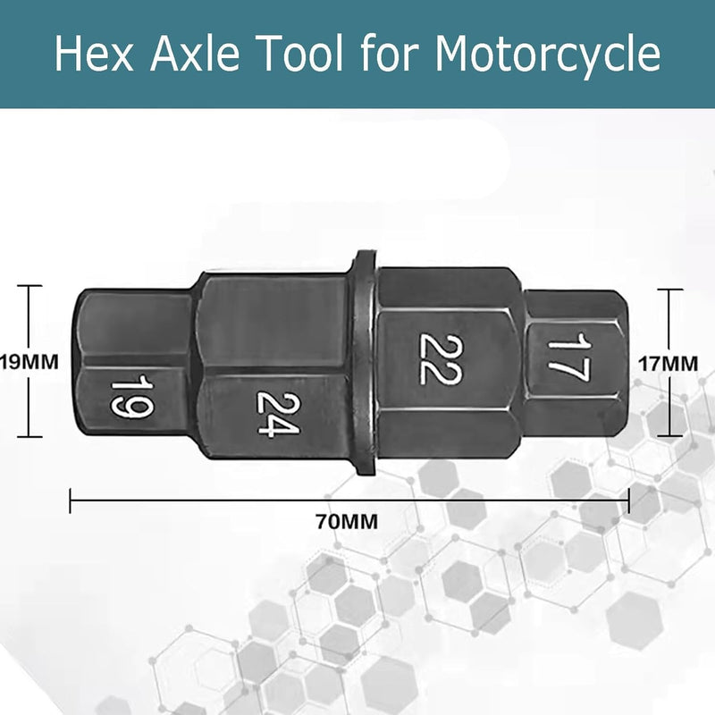 Motorcycle Front Rear Wheel Axle Hex Spindle Driver Removal Tool 17 19 22 24mm