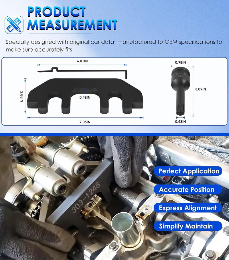 303-1248 Camshaft Holding Tool And Chain Tensioner Set for Ford 3.5L 3.7L 4V