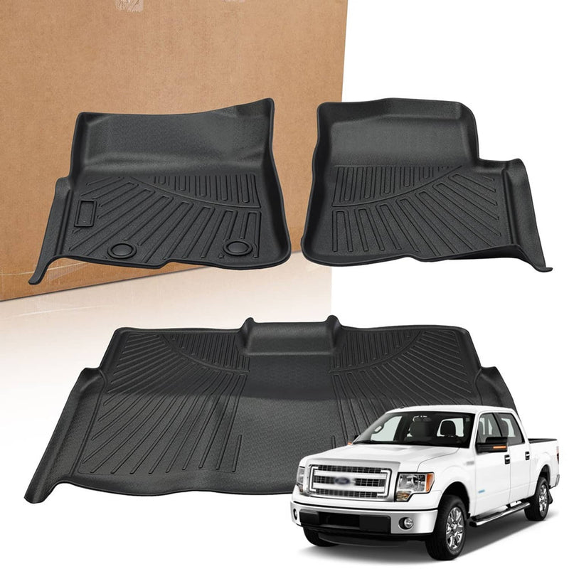Floor Mats Set for Ford F-150 SuperCrew Crew Cab 2010-2014 Bucket Seat