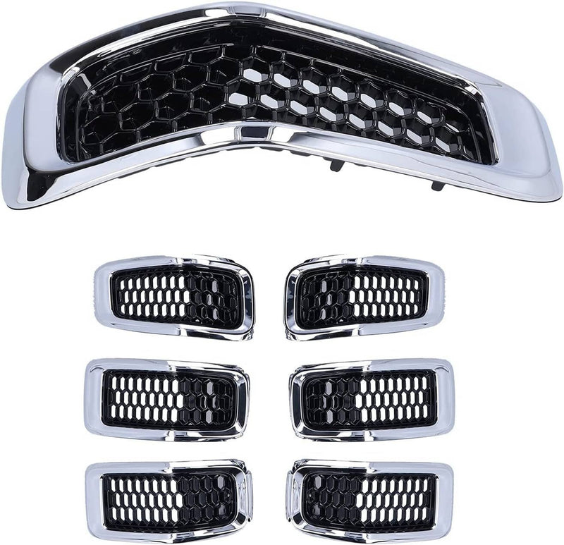 Chrome Front Bumper Grille Insert Honeycomb Mesh for 2014-2018 Jeep Cherokee