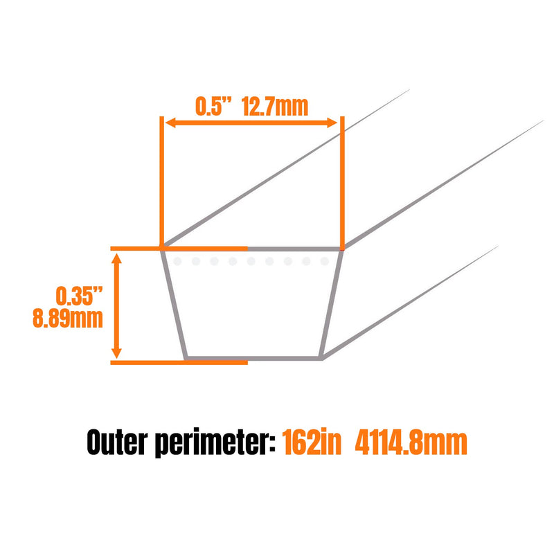 954-04240 1/2"X162" Deck Belt for MTD Cub Cadet LTX1050VT SLTX1050 Fits