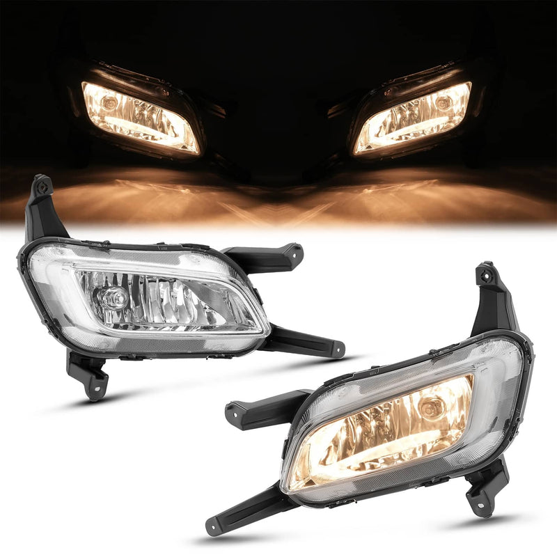DURAFORCE Halogen Fog Lights with Bezel Chrome Trim for Kia Optima 2014 2015 RH LH Pair