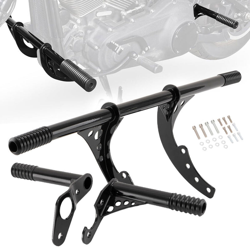 Black Front Highway Engine Guard Crash Bar for Harley Softail Low Rider 2018-24