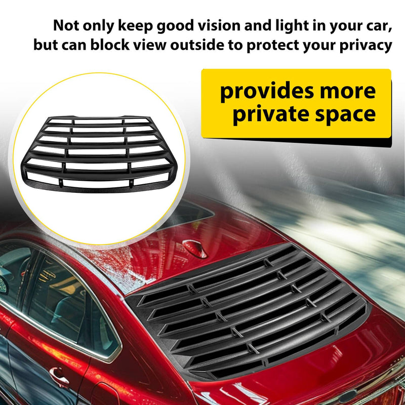 DURAFORCE Rear Window Louver Sun Shade Cover for Ford Fusion 2013-2020 Matte Black Tape