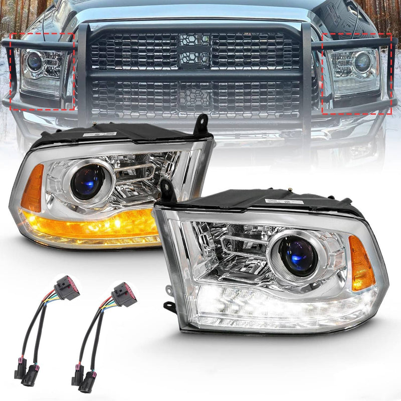 Chrome Projector Headlights w/LED DRL for Dodge Ram 1500 2500 3500