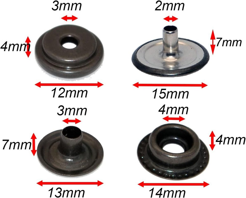 Heavy Duty Snap Fastener Button Kit 70 Set 15mm 5/8" Stainless Steel for Leather