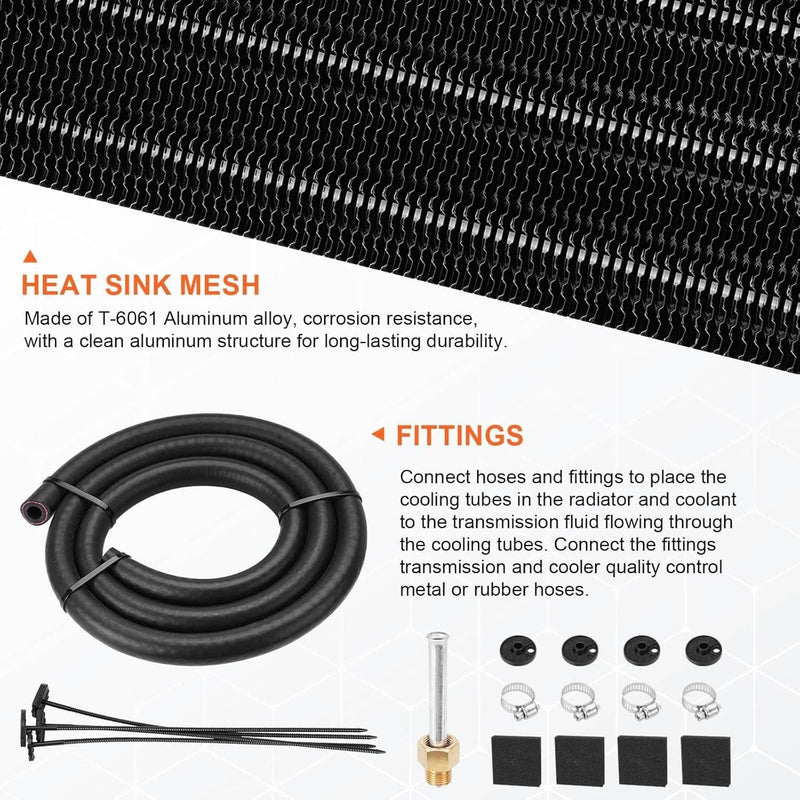 10 Rows Universal Aluminum Remote Transmission Oil Cooler Radiator Converter Kit