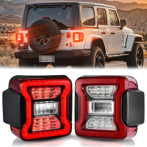 DURAFORCE Rear Brake Turn Signal LED Tail Lights for Jeep Wrangler JK JKU 2007-2018