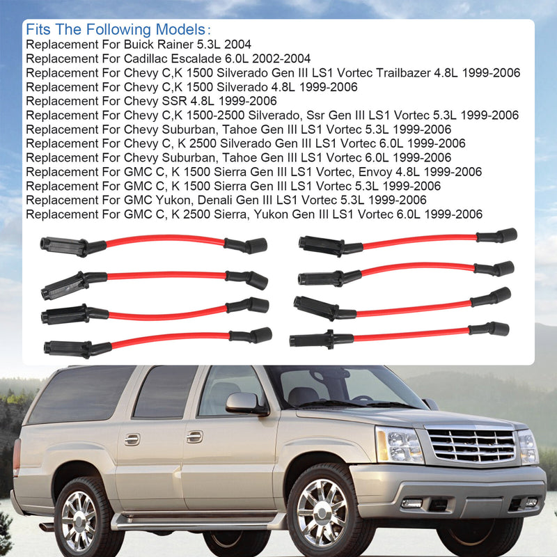 JDMSPEED Spark Plug Wires Set for Chevy GMC LS1 Vortec 4.8L 5.3L 6.0L
