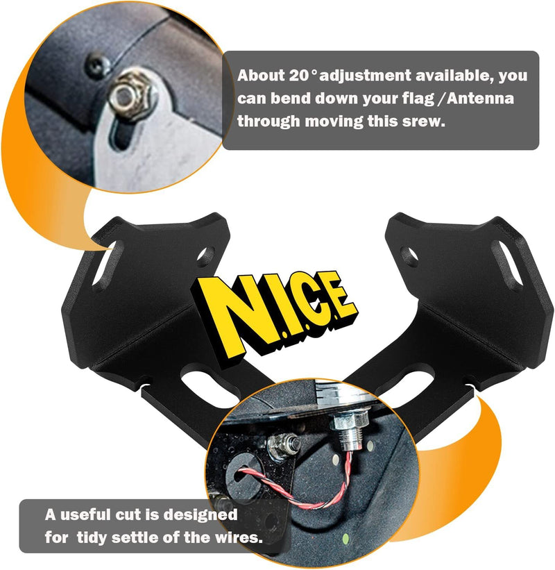 Rear LED Flag Whip Light Antenna Mount Brackets for Can Am UTV Maverick X3 2 Pie