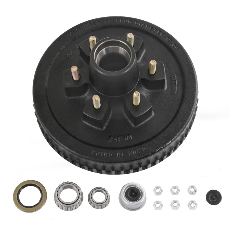 12x2 Trailer Brake Hub Drum Kit 6 on 5.5 for 5200-6000 Lbs Axle 1 Set