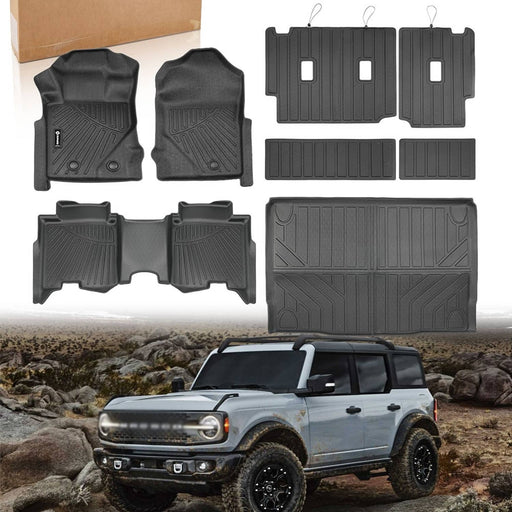 DURAFORCE Full Set TPE Floor Mats for Ford Bronco 4 Door 2021-2026 Liner