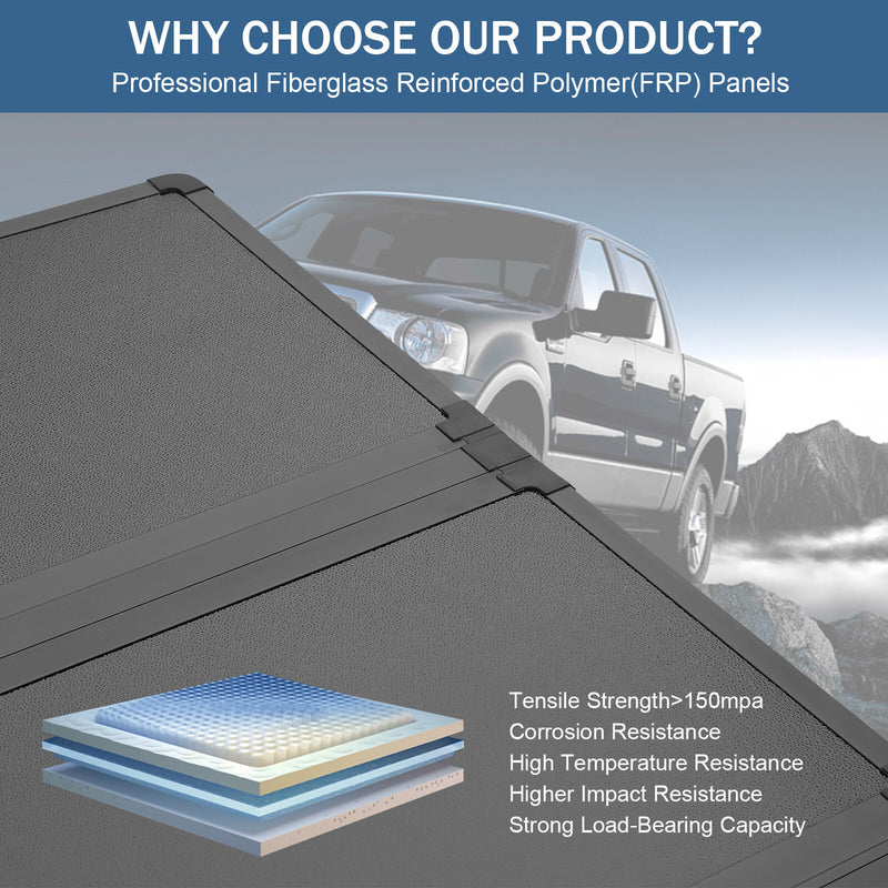 Hard Tri-Fold Tonneau Cover for Dodge Ram 1500 2009-2018 2500 3500 6.5FT Bed