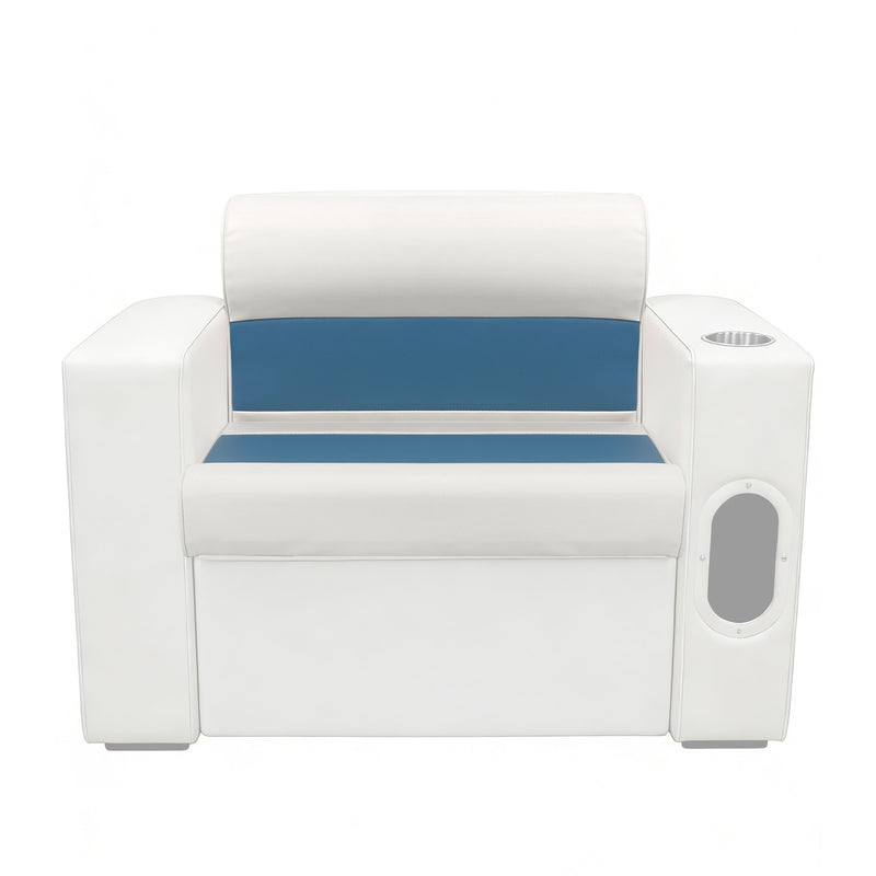 #8WD95-1B-204 28" Pontoon Bench Seat Cushion Set Navy White Blue