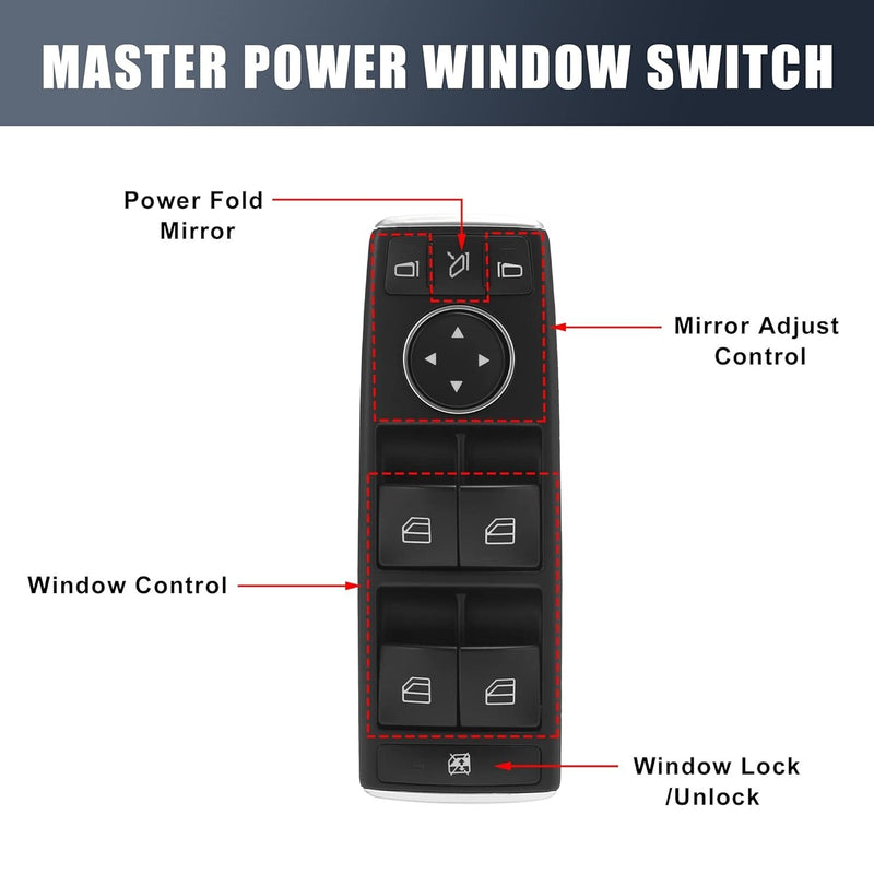 1669054400 Power Window Master Switch Black for Benz W166 X156 GL450 ML350