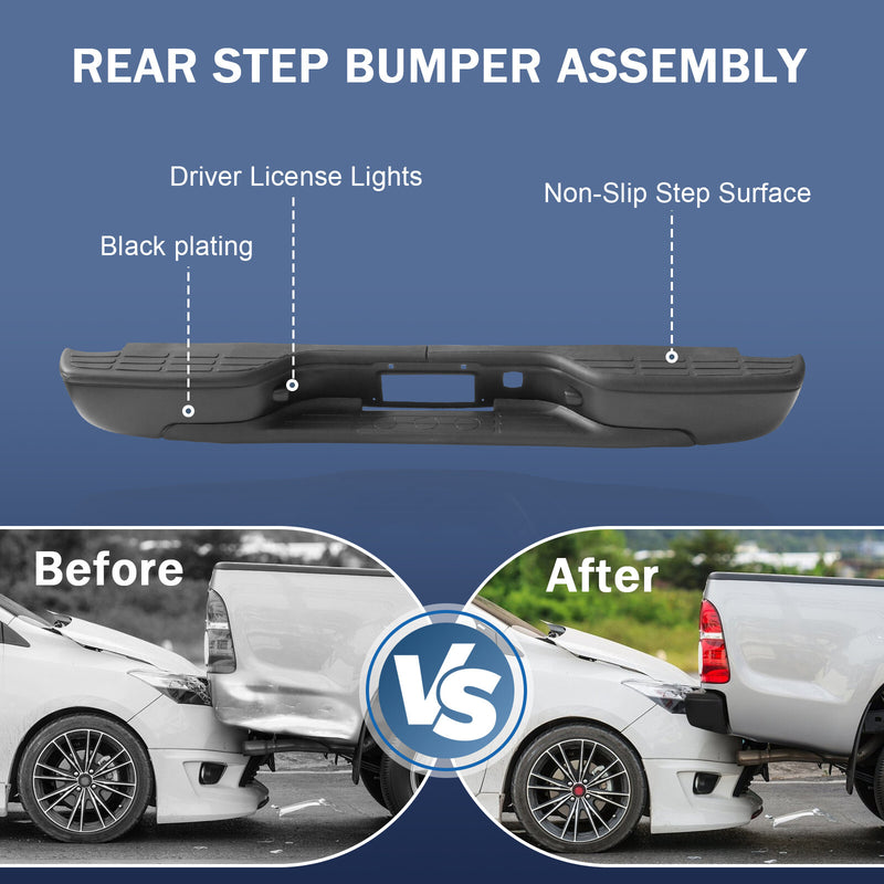 Black Rear Step Bumper for Chevy Silverado GMC Sierra 1500 2500 1999-2007
