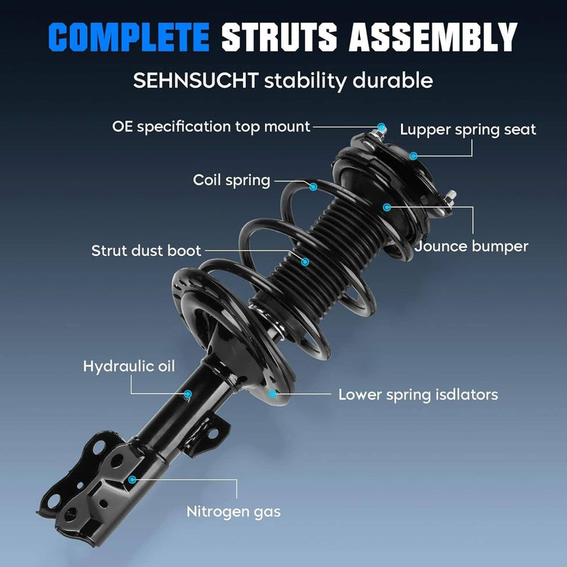 2x Front Complete Struts Shocks Absorbers 1333375 for Toyota Camry SE XSE 12-17