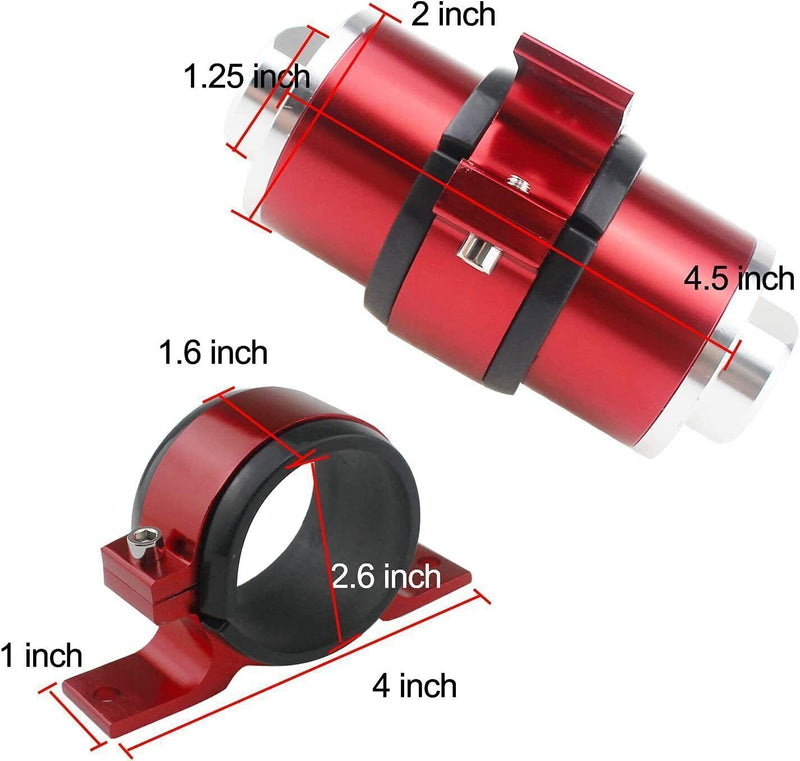 AN6 AN8 AN10 30 Micron Billet Aluminum Inline Fuel Gas Petrol Filter Bracket Red