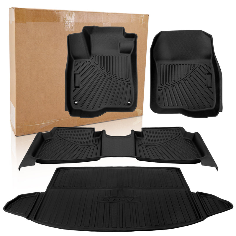 All Weather Floor Mats Liners Set for Honda CR-V 3D Molded TPE Rubber 2017-2022