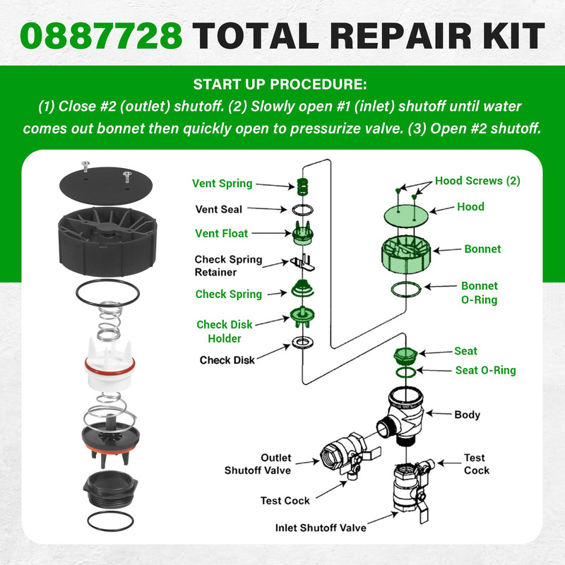 0887728 Repair Kit Replacement for Watts 1 in 800M4 Total Repair Kit 800M4 FR