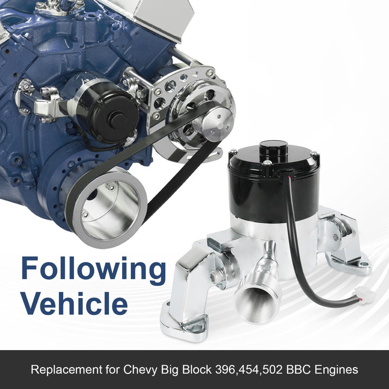 High Flow Aluminum Electric Water Pump Fits Big Block Chevy 454 427 396 Chrome