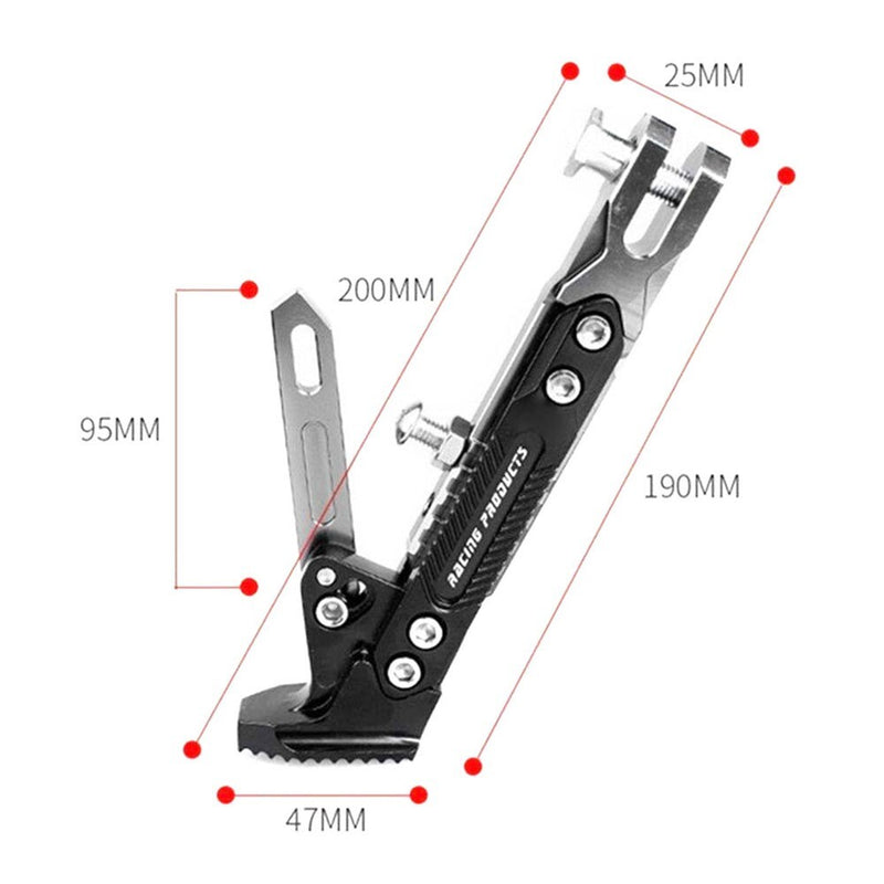 Black CNC Aluminum Motorcycle Adjustable Kickstand Foot Side Stand Support