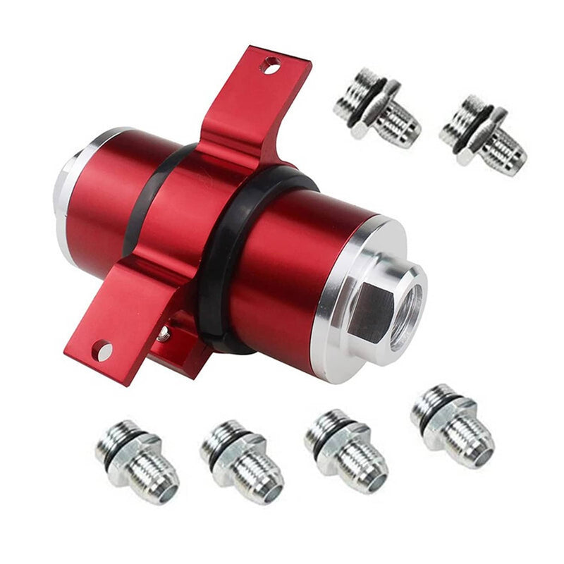 Blue 30 Micron Billet Aluminum Inline Fuel Petrol Filter Bracket AN6 AN8 AN10