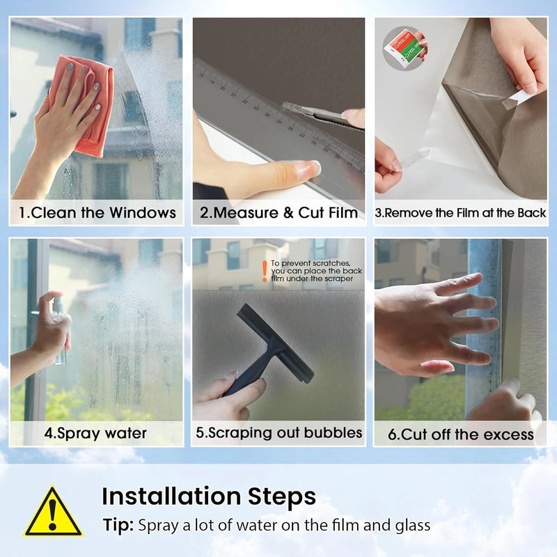 DURAFORCE 78.74"x17.73" Static Cling Film for Bathroom Office Living Room No Glue Needed