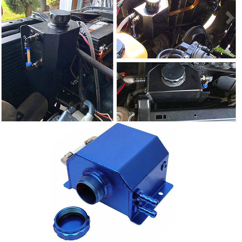 1L Universal Aluminum Radiator Coolant Overflow Bottle Recovery Water Tank Blue