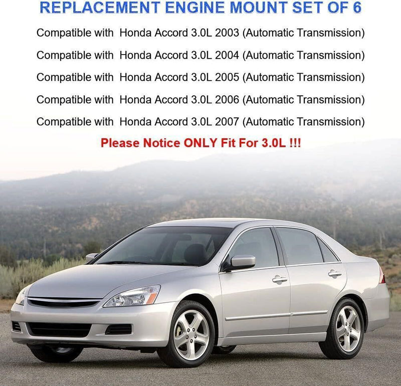 6PCS Engine Mount Trans Mounts Kit for Honda Accord 3.0L Auto Trans