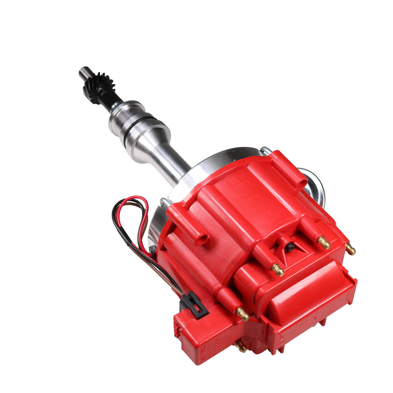 Red HEI Distributor for Ford 351W Windsor with 65K Hi-Output Coil Pigtails