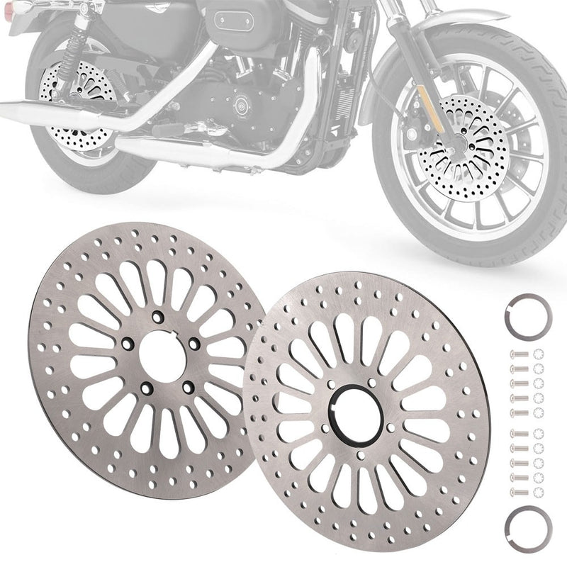 Front and Rear Brake Rotor with Bolts for Harley Softail 2 Pieces