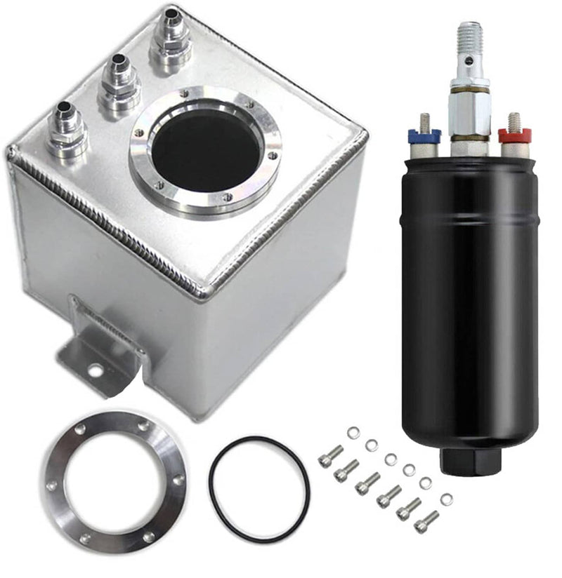 2L High Flow Swirl Fuel Surge Tank AN6 Aluminum with 044 External Pump