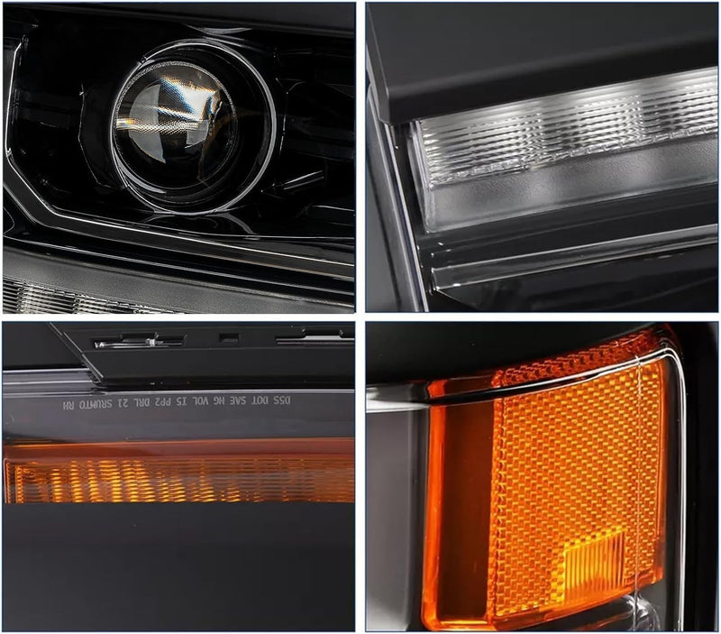 Headlight Trim HID Xenon LED DRL Set for Chevy Silverado 1500 2016-2018