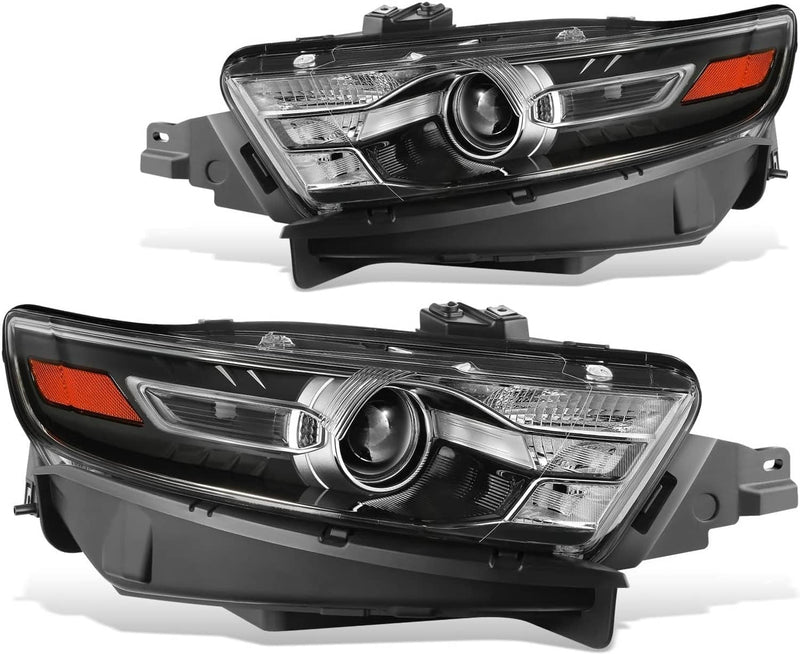 Headlight Assembly 2Pcs Black Housing Amber Corner Projector for Ford Taurus 201